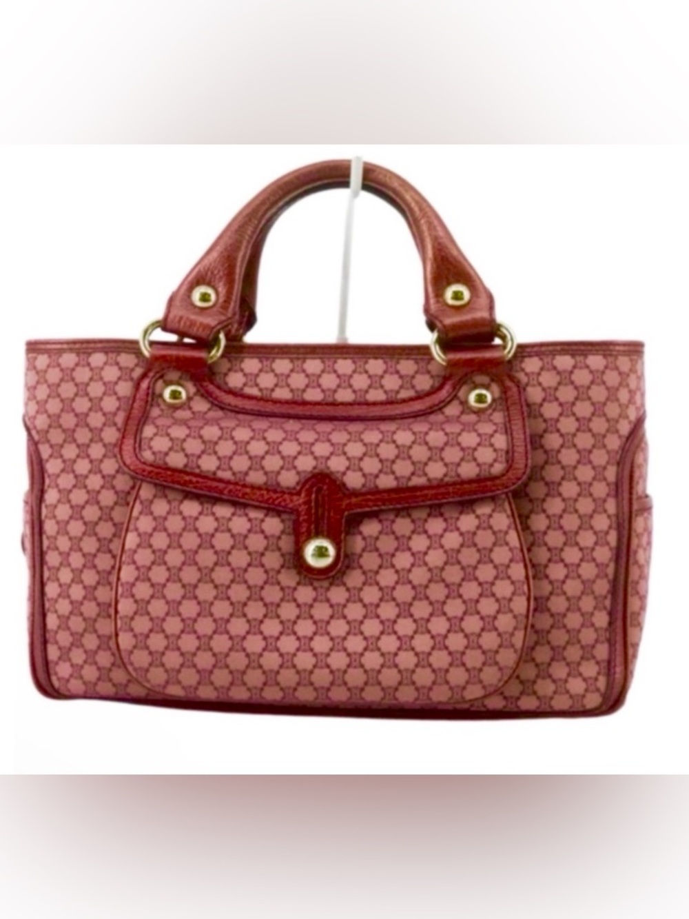 Celine Boogie Bag Pink Macadam Canvas Satchel Y2K Vintage Authentic Clean